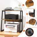 Arbuxzuy Printer Stand for Desk, Desktop Printer Shelf, 3 Tier Desk Shelf for top of Desk, Large Printer Stands Office Organization Shelves for Home Office Printer Fax Book, Rustic Brown