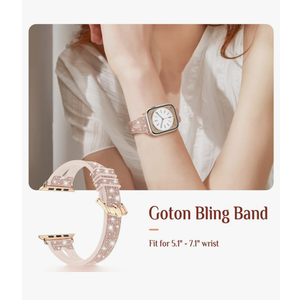 Goton Bling Silicone Band for Apple Watch 46mm 45mm 44mm 42mm 41mm 40mm Series 11/10/9/8/7/6/5/4/SE 3/2/1, Soft & Breathable Glitter Strap for Women, Stylish, Adjustable, Comfortable Fit, Sparkle