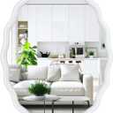 Oval Bathroom Mirror Wall Mounted Large Decorative Wall Mirror for Living Room, Bedroom, or Entryway Vintage Sunburst Design with Beveled Detailing Wavy Frame Vanity Mirror (White)  30"L x 20"W