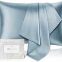100% Pure Mulberry Silk Pillowcase for Hair and Skin - Allergen Resistant Dual Sides,600 Thread Count Silk Bed Pillow Cases with Hidden Zipper,1pc,King Size,Grey Blue