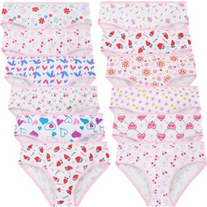 Girls Brief Kids Soft Underwear Toddler Panties Cotton Undies 12 Pack (7 Years, Multicolor)