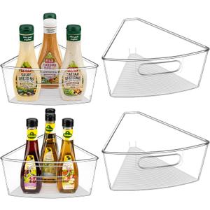 JEISSLIA Lazy Susan Cabinet Organizer Bins for  28" Diameter Corner Lazy Susan, Plastic Cabinet Storage Bin, 1/ 8 Wedge-Food Safe, BPA Free, with Non-slip Pads (For 28" Lazy Susan, 4 Pack)