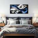 JuhaiArt Abstract Wall Art Blue Wall Decoration for Office, 48"L x 24"W