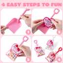 JOYIN 28 Plastic Toy Shovels in Pink Red and White for Valentines Day ,28 Cards with Ribbon for Kids Party Favor, Classroom Exchange Prizes, Valentines Gifts with Vibrant Color