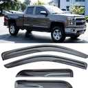 Window Visors Rain Guards for Chevy Silverado/GMC Sierra 1500 2500HD 3500HD Double/Extended Cab 2014-2018,Side Wind Deflectors Vent Guard Shade Sun Smoke 94528, 4-Pieces Set