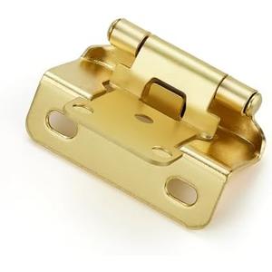 Ravinte 30 Pack 15 Pairs Semi-Overlay 1/2 inch Self-Closing Face Frame Cabinet Hinges Gold Half Wrap-Around Kitchen Cabinet Door Hinges Face Mount Cabinet Hardware