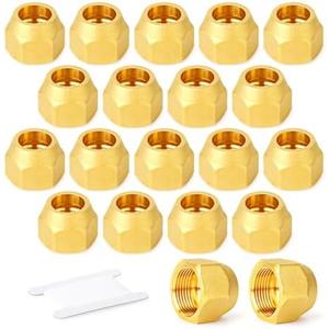 GASHER 9PCS Brass SAE 45 Degree Flare Tube Fitting, 1/4" Flare Nut Air Conditioning Copper Pipe Extension Butt Copper Tube Fitting