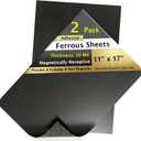 2 Pack, 11"x17" Adhesive Ferrous Sheets for Magnet, Flexible Steel Vinyl Magnetically-Receptive Sheet, Flat Rubber Metal Steel Pad, Flexible Iron Mat Work with All Magnets