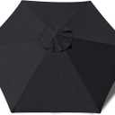 EliteShade USA 7.5FT Replacement Covers 6 Ribs Market Patio Umbrella Canopy Cover (CANOPY ONLY) (Black)