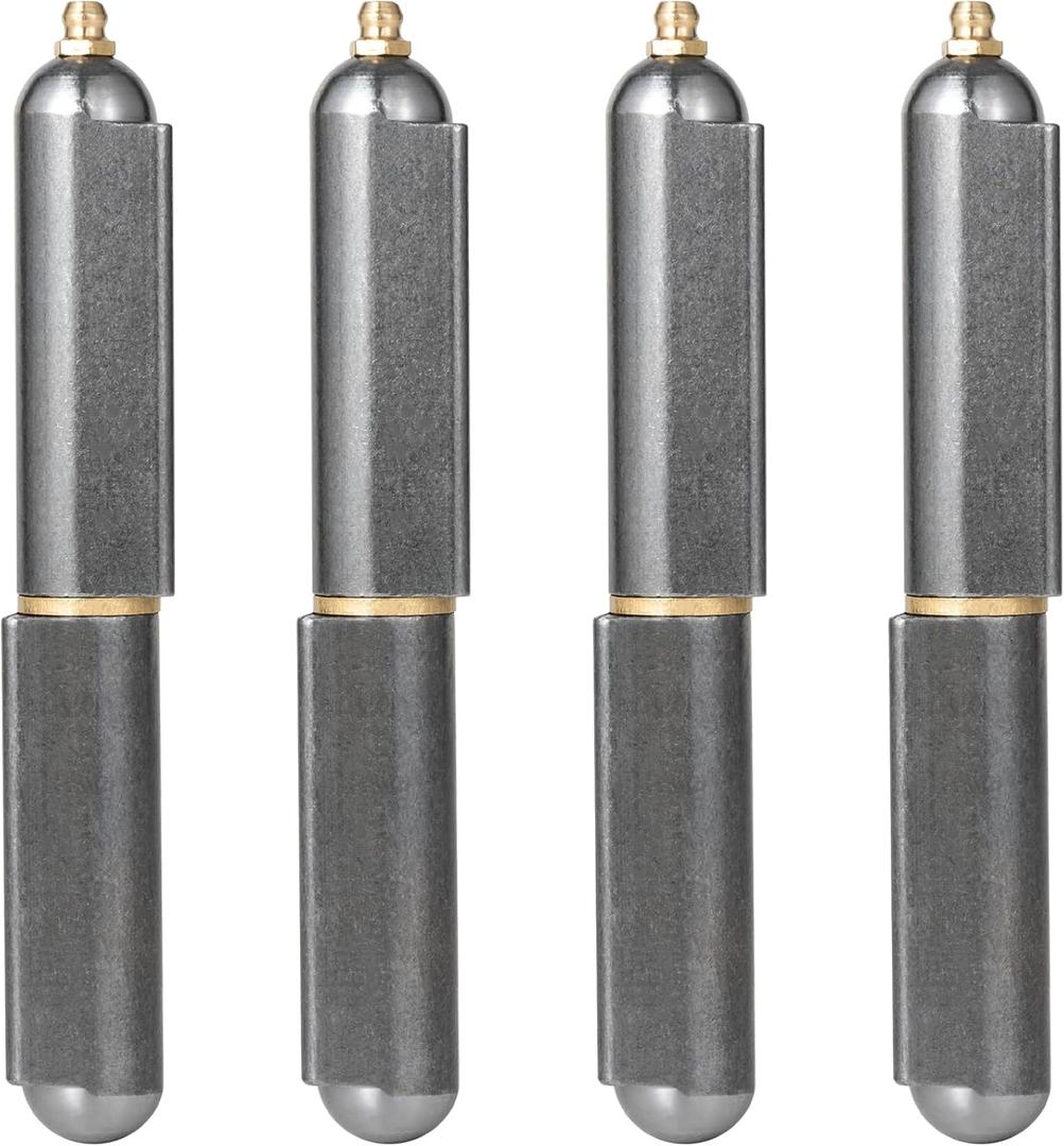 4 Pack 6 Inch Heavy Duty Weld On Hinges, Bullet Barrel Weldable Hinges with Grease Fitting, Carbon Steel Weld On Hinge for Trailer Ramp, Utility Trailer, Heavy Swing Gate