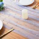 6pcs Blue Pearl Table Runner 120 Inch Long Boho Rustic Tulle Lace Table Runner for Baby Bridal Shower Wedding Arch for Spring Summer Pearl Table Cloth Decor