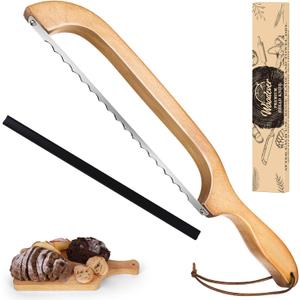 Woodever Sourdough Bread Knife for Both Right and Left Handed Use, 16" Bread Slicer for Homemade Bread, Premium Stainless Steel Serrated Saw Bread Cutter for Bagels, Baguettes (YELLOW)