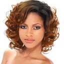 SEVENCOLORS Short Curly Wigs for Black Women Ombre Blonde Curly Bob Wig Natural Looking Synthetic Side Part Short Wave Hair Wigs
