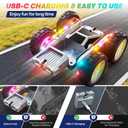 WayEee Remote Control Car for Boys 4-7, 360° Flips Rotating RC Stunt Car with Type-C Charging and LED Lights Strips, 2.4 GHZ Double Sided All Terrain 4WD RC Cars for Girl Boys Christmas Birthday Gift