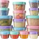 32 PCS Freezer Storage Containers with Lids, 16 Containers & 16 Lids Reusable BPA Free Plastic Soup Jars, Leakproof Salad Dressing Container to Go, Dishwasher & Microwave Safe Small Bowl Set