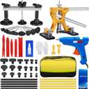 Car Dent Puller Kit, 53Pcs Paintless Dent Removal Kit with Adjustable Bridge Puller & Golden Lifter, Dent Repair Kit for Car Hail Damage Large & Small Dent, Refrigerator Door Dent DIY Removal
