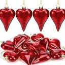 12 Pcs Valentines Heart Glass Ornament 2.76 Inch Red Pink Glass Heart Shaped Decor Valentine Day Tree Hanging Ornaments Shiny Romantic Love Shaped Hang on Christmas Wedding Anniversary Decor