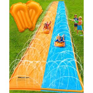 Spring Water 20FT Slip and Water Slide, Extra Long Slip n Water Slide for Kids and Adults, 2 Inflatable Bodyboards and Sprinkler, Giant Summer Heavy Duty Water Slides Outdoor Toys for Backyard