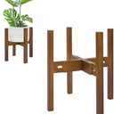 Rnined Adjustable Plant Stand Indoor,Bamboo Mid Century Modern Plants Stands, Stable Plant Holder,Fit 8 9 10 11 12 inch Pots (Pot & Plant Not Included)