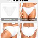 Zmart String Tie Side Bikini Bottoms - Women Full Coverage Swimsuit Bottom Mid Rise Mid Waist Swim Bathing Suit Bottom (White, M)