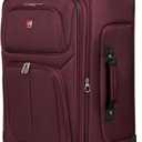 SWISSGEAR Sion Softside Expandable Spinner Luggage Durable Lightweight Travel Suitcase, Merlot, Checked-Medium 25-Inch