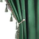 Fazhesici Dark Green Blackout Velvet Curtains 72 inch Length Windows Rod Pocket Drapes with Tassels Soundproof Thermal Curtains for Living Room 2 Panels Set 52" x 72"