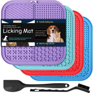 Lick Mat for Dogs and Cats, 7.9inch Licking Pad with Suction Cups, Slow Feeder Pet Bowls for Training and Bathing Grooming Large 4Pack