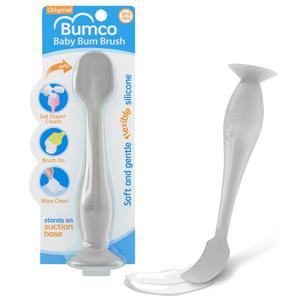 Bumco Baby Bum Brush - BPA-Free Diaper Cream Spatula with Suction Cup Base, Soft & Flexible Silicone, Wipe-Clean, Mom-Invented Diaper Bag Essentials (Gray)