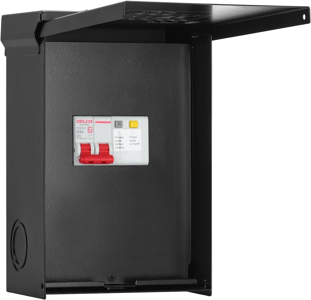 briidea 60 Amp Spa Panel with 2-Pole 60 Amp GFCI Breaker, IP 65 Waterproof, Ideal for Spas, Hot Tubs, Swimming Pools, and Home Use (Black)