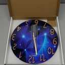 Blue Wall Clock for Living Room Decor Kitchen Wall Clocks Battery Operated 12 Inch Round Glass Decorative Wall Clock Non Ticking