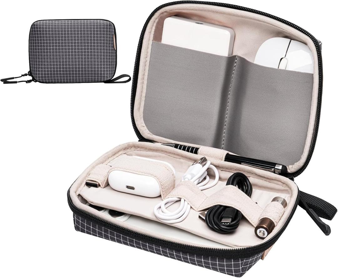 Electronics Organizer Cord Organizer Travel, Small Tech Bag for Cords, Chargers, Power Bank, Earbuds Portable Cable Pouch for Office, Business Trip, Commute Water & Scratch-Resistant