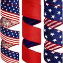 Solsew 3 Rolls Red White and Blue Patriotic Ribbons 250th 4th of July Double Sided 18 Yards 2.5 Inch American Flag Burlap Wired Edge Ribbon for Independence Memorial Day Wreath Party Decor