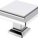 Alzassbg 10 Pack Polished Chrome Cabinet Knobs, 1.3 Inch(32mm) Square Kitchen Cabinet Hardware Knobs for Cabinets and Drawer AL6071CP