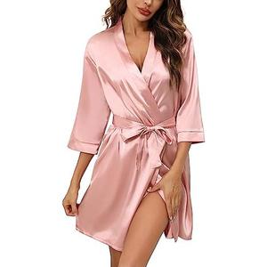 Samring Women's Bride Bridesmaids Robe Short Satin Kimono Robes for Wedding & Bridal Party Silk Bathrobes for Women XXL