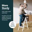 WOA WOA Step Ladder for Home, Foldable Step Stool for Kitchen with Non-Slip Pedals, Sturdy Ladders Supports up to 330 lbs, Compact and Portable - 3 Step/White
