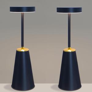 2 Pack Cordless Rechargeable Table Lamps - Modern Sleek Design w/ 3 Color Stepless Dimming  Cordless Bedside Lamp with Touch Switch- LED Table Lamps for Bedroom, Desk, Patio, & Restaurant (Black)