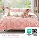 JOLLYVOGUE Full Size Comforter Sets 7 Pieces - Bed in a Bag Full for All Season, Pintuck Bedding Comforter Sets with Comforter, Flat Sheet, Fitted Sheet and Pillowcases & Shams, Pink & Ivory