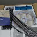 DLLT Modern Floor Lamp for Room: 3-Light Black Tree Dimmable Floor Lamps with Beige Shades for Living Room - Arc Standing Lamp for Bedroom - Tall Floor Lamp for Office Corner 3 LED Bulbs Included