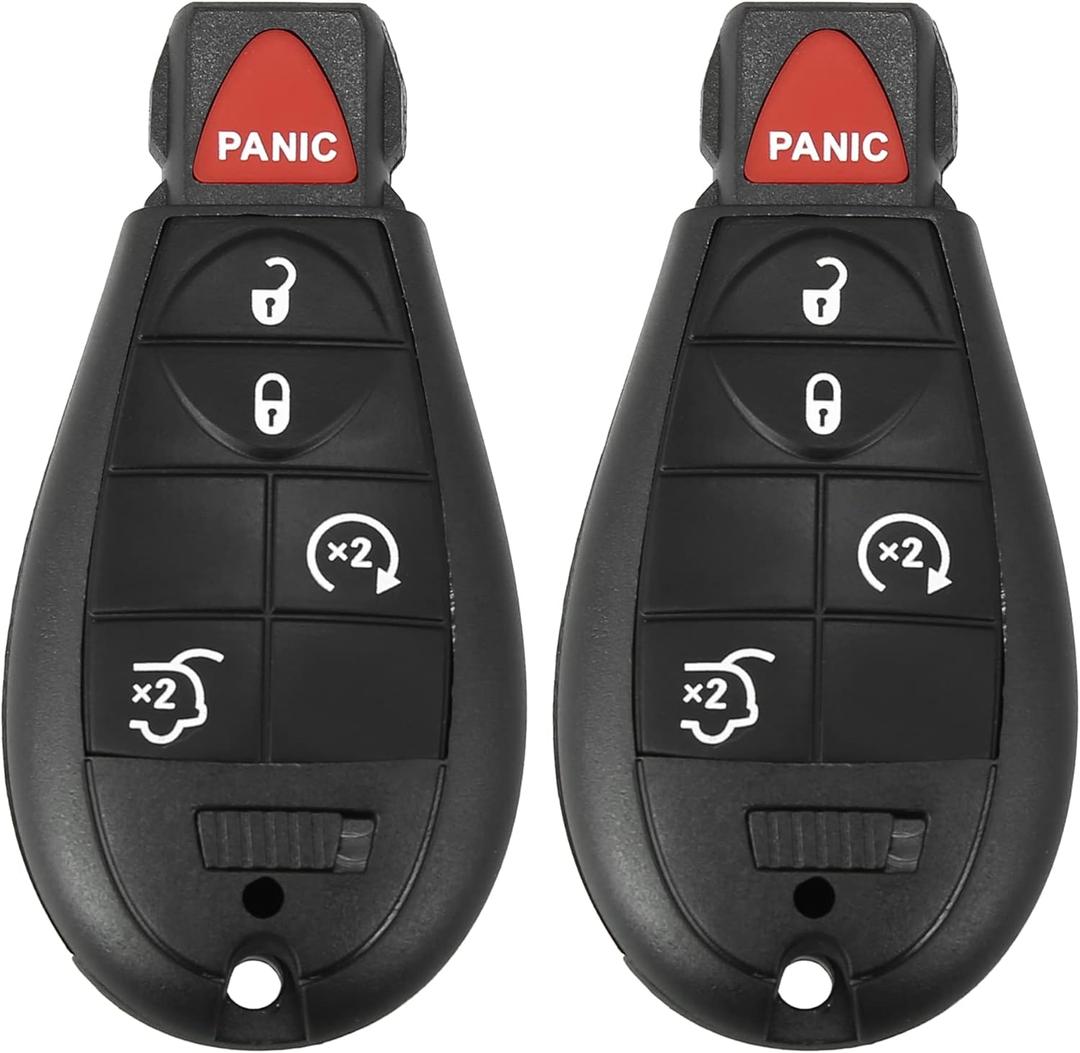 X AUTOHAUX 2pcs 433Mhz Keyless Entry Remote Car Key Fob for Jeep Grand Cherokee 2008-2010 for Commander 2008 2009 2010 5 Buttons with Door Key M3N5WY783X