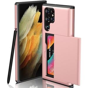 ATRAING Compatible with Samsung Galaxy S24 Ultra Wallet Case with Credit Card Holder Hidden Card Slot Slim Shockproof Protective Hard Cover for Women Man (Rose Gold) And Case iPhone 13