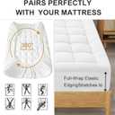 Quilted Mattress Pad Pillow Top Mattress Cover Protector Cooling Soft for Breathable Padded Fitted 8"-21" Deep Pocket Supportive(White,Queen Size)