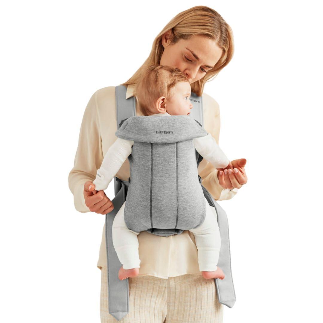 BabyBjrn Baby Carrier Mini, Light Gray, 3D Jersey | Infant Carrier (7-25 lbs), Ergonomic, Easy-to-Use