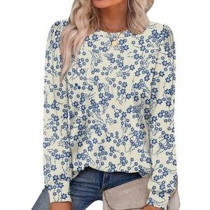 Alaroo Womens Long Sleeve Shirts 2026 Fall Tunic Tops Crewneck Blouses Print, L