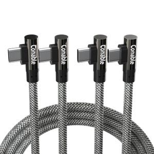 2 Pack 100W USB C to USB C Cable 6FT, Double 90 Angle, 90 Degree 5A Super Fast Charging Type-C Braided Cord, for iPhone 17 /16 / 15 Series, Galaxy S25/S24, MacBook Pro/iPad Pro/Mini/Air and More