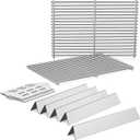 QuliMetal 304 Stainless Steel 7524 Grill Grates & 7621 Flavorizer Bars, 65505 Heat Deflectors for Weber Genesis 300 Series with Front Control Knob, Replacement for Genesis E310 S310 E/S320 E/S330 (S1 7528+7620+7622)