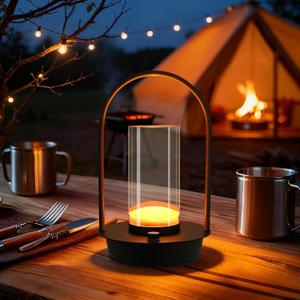 Cordless Table Lamp - Portable Lumisom Crystal Lantern with Touch & 3 Color Dimmable, Rechargeable Small Battery Powered Desk Lamp, Kiyagi Crystal Lantern for Bedroom Bedside Patio Camping Bar (Black)
