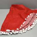Slsxip Nonwoven Christmas Tree Skirt, 48 inch Xmas Tree Skirt with Red Pom Poms, Seasonal Holiday Indoor Decoration(Red,48 inch)