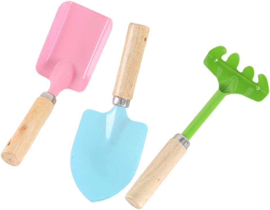 DOITOOL Kids Garden Tool Set Toy, Mini Rake and Spade with Wooden Handle - Small Gardening Tools Set for Succulent, Bonsai and Pot Plants