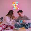 Good Things Are Coming Neon Sign Dimmable LED Signs for Wall Decor USB Neon Lights Positive Word Neon Light Up Signs for Bedroom Home Bar Office Study Room Wedding Birthday Party Teens Girls Gifts