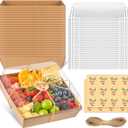 7 x 7 Inch Large Charcuterie Boxes with Clear Lids, 20 Pack Disposable Square Kraft Bakery Boxes To Go Food Containers for Charcuterie, Cake Slices, Desserts, Strawberries, Cookies (Brown)